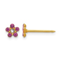Inverness 14K Yellow Gold February Purple Crystal Birthstone Flower Post Piercing Earrings view 1