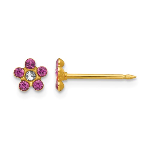 Inverness 14K Yellow Gold February Purple Crystal Birthstone Flower Post Piercing Earrings