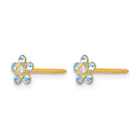 Inverness 14K March Light Blue Crystal Birthstone Flower Post Piercing Earrings view 2