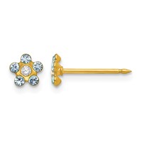 Inverness 14K March Light Blue Crystal Birthstone Flower Post Piercing Earrings view 1
