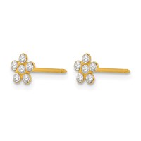 Inverness 14K Yellow Gold April Crystal Birthstone Flower Post Piercing Earrings view 2