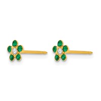 Inverness 14K Yellow Gold May Green Crystal Birthstone Flower Post Piercing Earrings view 2