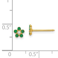 Inverness 14K Yellow Gold May Green Crystal Birthstone Flower Post Piercing Earrings view 4