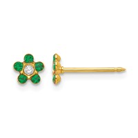 Inverness 14K Yellow Gold May Green Crystal Birthstone Flower Post Piercing Earrings view 1