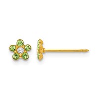 Inverness 14K Yellow Gold August Light Green Crystal Birthstone Flower Post Piercing Earrings view 1