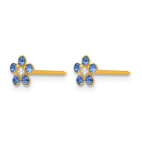 Inverness 14K September Blue Crystal Birthstone Flower Post Piercing Earrings view 2
