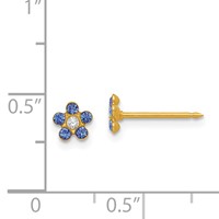 Inverness 14K September Blue Crystal Birthstone Flower Post Piercing Earrings view 4