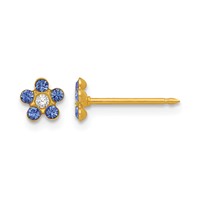 Inverness 14K September Blue Crystal Birthstone Flower Post Piercing Earrings view 1