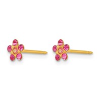 Inverness 14K Yellow Gold October Pink Crystal Birthstone Flower Post Piercing Earrings view 2