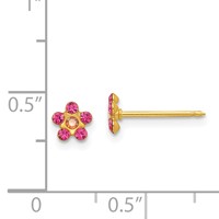 Inverness 14K Yellow Gold October Pink Crystal Birthstone Flower Post Piercing Earrings view 4