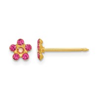 Inverness 14K Yellow Gold October Pink Crystal Birthstone Flower Post Piercing Earrings view 1
