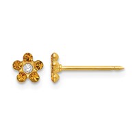 Inverness 14K Yellow Gold November Yellow Crystal Birthstone Flower Post Piercing Earrings view 1