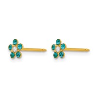 Inverness 14K Yellow Gold December Blue Crystal Birthstone Flower Post Piercing Earrings view 2