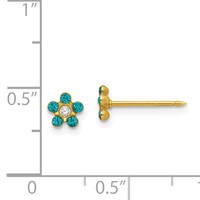 Inverness 14K Yellow Gold December Blue Crystal Birthstone Flower Post Piercing Earrings view 4