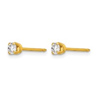 Inverness 14K Yellow Gold 3mm CZ Piercing Earrings view 2