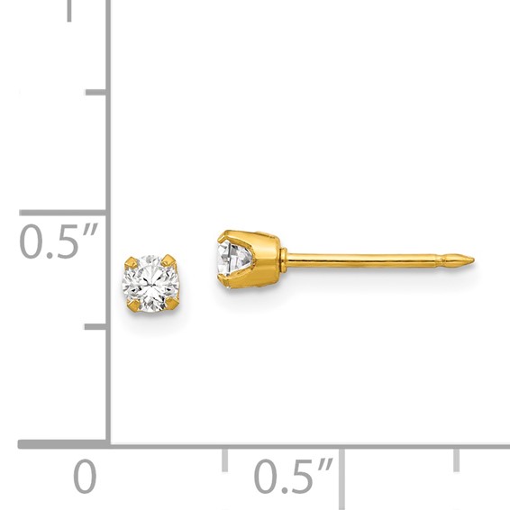 Inverness 14k 3mm CZ Piercing Earrings