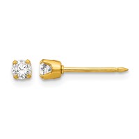 Inverness 14K Yellow Gold 3mm CZ Piercing Earrings view 1