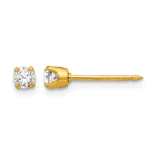 Inverness 14K Yellow Gold 3mm CZ Piercing Earrings
