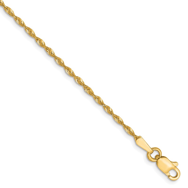 10K 1.5mm Diamond-Cut Lightweight Rope Chain Anklet