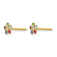 Inverness 14K Yellow Gold Multicolor Crystal Flower Post Piercing Earrings view 2