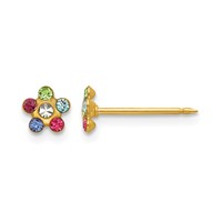 Inverness 14K Yellow Gold Multicolor Crystal Flower Post Piercing Earrings view 1