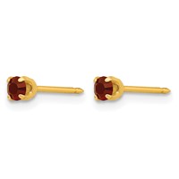 Inverness 24K Gold-plated 3mm January Red Crystal Birthstone Post Piercing Earrings view 2