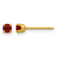 Inverness 24K Gold-plated 3mm January Red Crystal Birthstone Post Piercing Earrings view 1