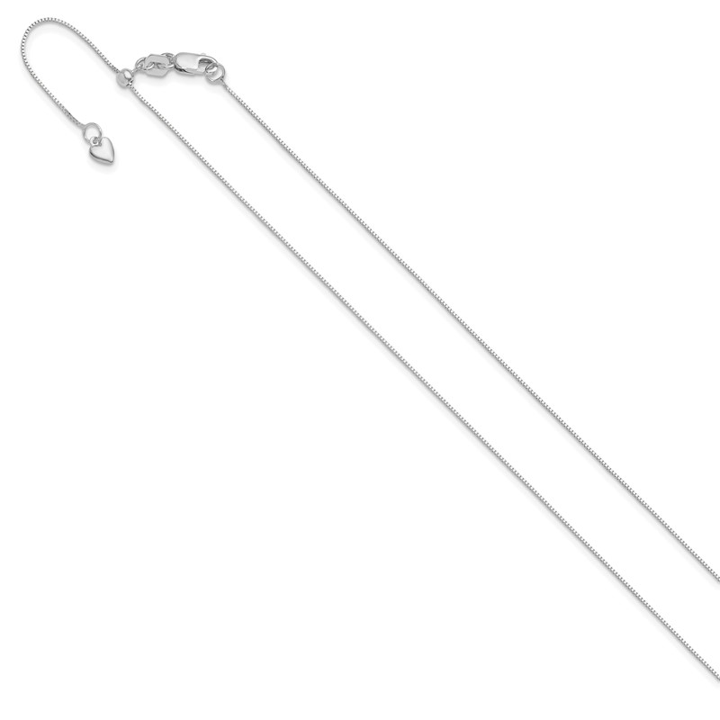 10K White Gold Adjustable .55mm Baby Box Chain