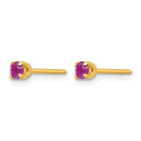 Inverness 24K Gold-plated 3mm February Purple Crystal Birthstone Post Piercing Earrings view 2
