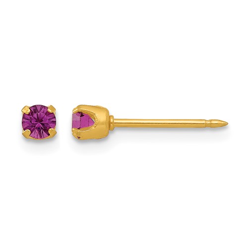 Inverness 24K Gold-plated 3mm February Purple Crystal Birthstone Post Piercing Earrings