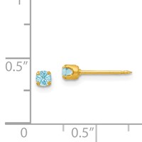 Inverness 24K Gold-plated 3mm March Light Blue Crystal Birthstone Post Piercing Earrings view 4