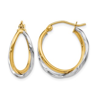 Leslie's 14K Two-tone Polished Hinged Earrings