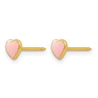 Inverness Stainless Steel 24K Gold-plated Pink Enamel Heart Post Piercing Earrings view 2