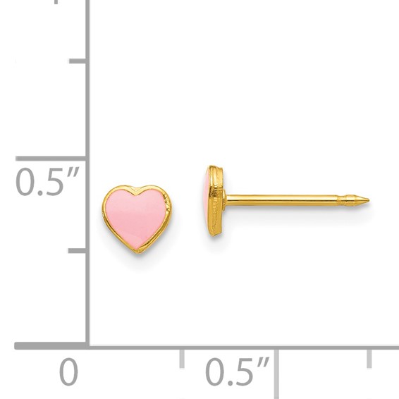 Inverness Stainless Steel 24K Gold-plated Pink Enamel Heart Post Piercing Earrings