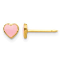 Inverness Stainless Steel 24K Gold-plated Pink Enamel Heart Post Piercing Earrings view 1