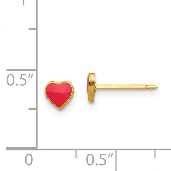 Inverness Stainless Steel 24K Gold-plated Red Enamel Heart Post Piercing Earrings