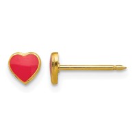 Inverness Stainless Steel 24K Gold-plated Red Enamel Heart Post Piercing Earrings view 1