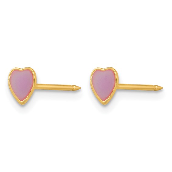 Inverness 14k Epoxy Fill Purple Heart Post Piercing Earrings