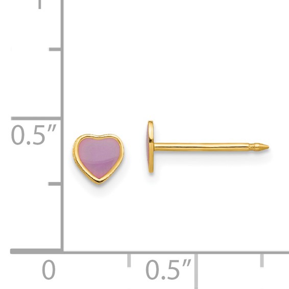 Inverness 14k Epoxy Fill Purple Heart Post Piercing Earrings