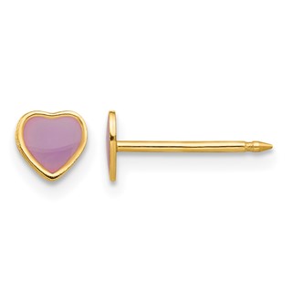 Inverness 14k Epoxy Fill Purple Heart Post Piercing Earrings