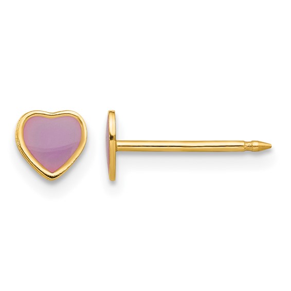 Inverness 14k Epoxy Fill Purple Heart Post Piercing Earrings