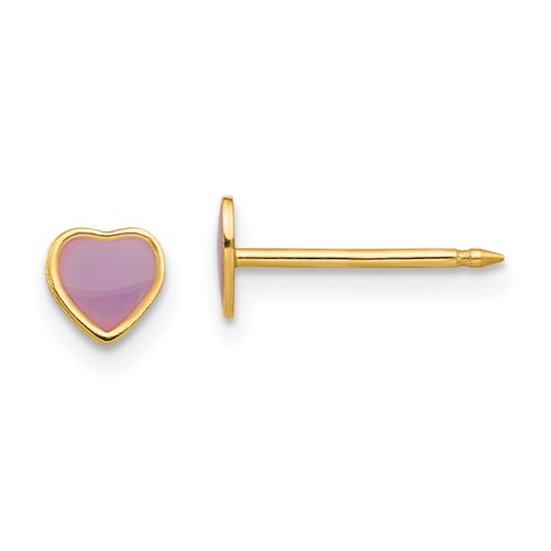 Inverness 14k Epoxy Fill Purple Heart Earrings