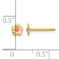 Inverness 14K Yellow Gold Epoxy Fill Pink Mini Flower Post Piercing Earrings view 4