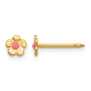 Inverness 14k Epoxy Fill Pink Mini Flower Post Piercing Earrings