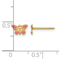 Inverness 14K Yellow Gold Epoxy Fill Pink Butterfly Post Piercing Earrings view 4