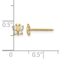 Inverness 14K Yellow Gold Butterfly CZ Post Piercing Earrings view 4