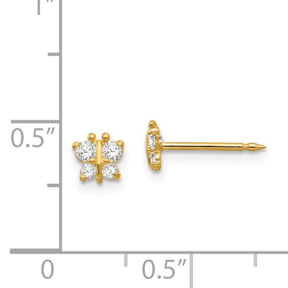 Inverness 14k Butterfly CZ Post Piercing Earrings