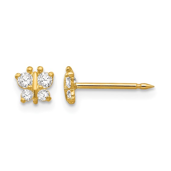 Inverness 14k Butterfly CZ Post Piercing Earrings