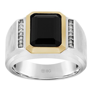 SS Onyx and Diamond Men's Ring