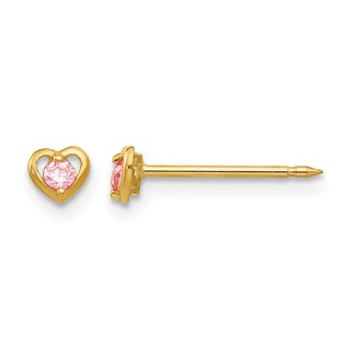 Inverness 14k Heart Pink CZ Post Piercing Earrings